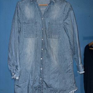 Light Wash Denim-style Button-Up